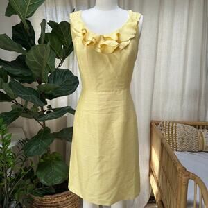 Antonio Melani Old Money Classy Retro Butter Yellow Feminine Ruffle Dress, 10